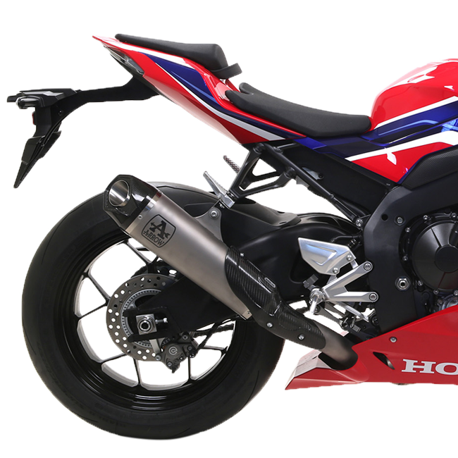 Arrow Works Titanium slip-on silencer 71921PK on Honda CBR 1000 RR-R SC82 — titanium canister with carbon end cap