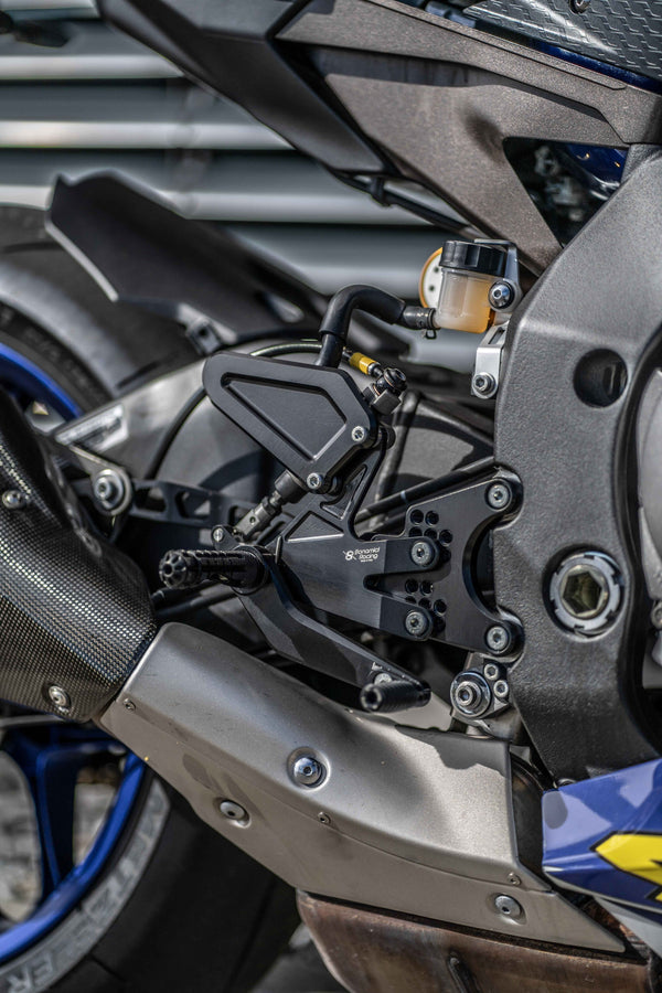 Bonamici Racing Y011 rearset kit for Yamaha YZF-R1/M, black anodised CNC aluminium