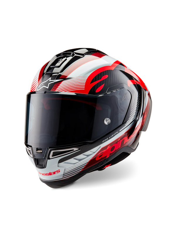 Alpinestars Supertech R10 Team full-face helmet in gloss carbon red and white