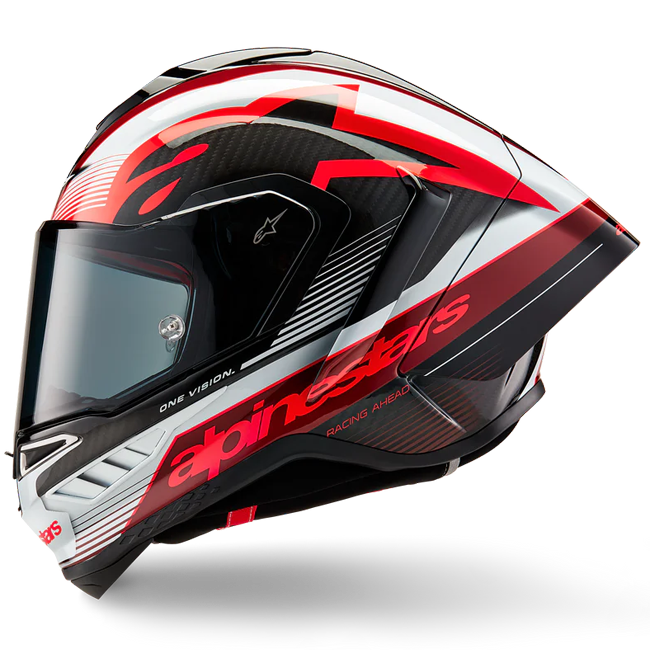 Alpinestars Supertech R10 Team full-face helmet in gloss carbon red and white