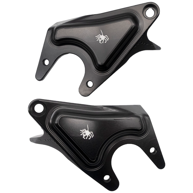 Spider Racing EVO paddock stand bobbins for Ducati Panigale V4/S/R, black anodised aluminium, part 91.D329