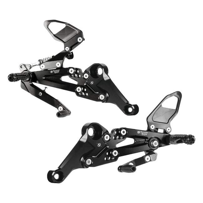 Bonamici Racing A006 rearset kit for Aprilia RS 660, black anodised aluminium