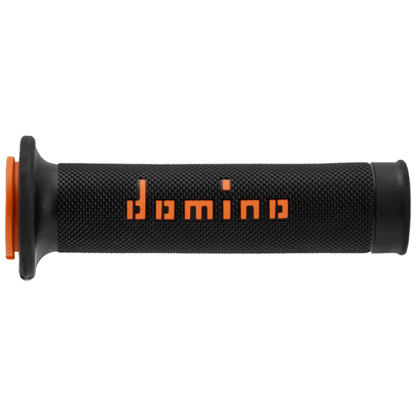 Domino A010 racing grips in black, dual-compound TPR, universal handlebar fitment