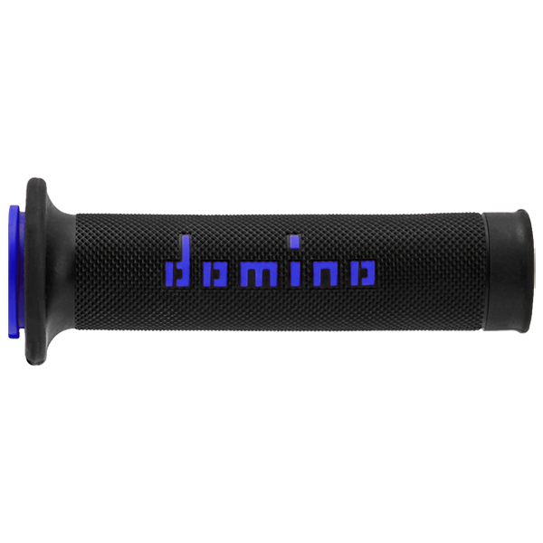 Domino A010 racing grips in black, dual-compound TPR, universal handlebar fitment