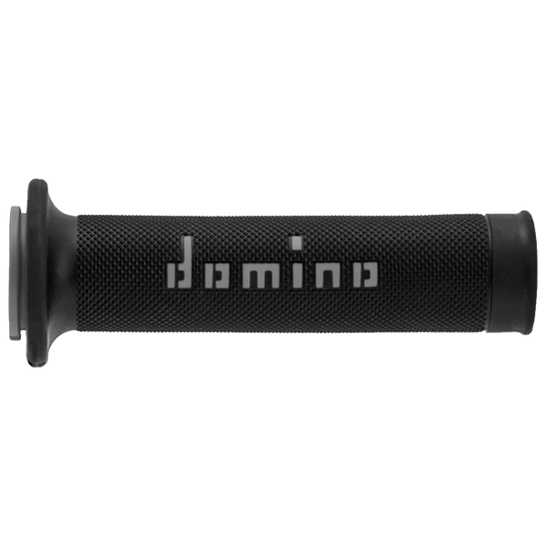 Domino A010 racing grips in black, dual-compound TPR, universal handlebar fitment