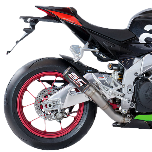 SC-Project CR-T HIGH slip-on silencer for Aprilia RSV4 RR RF 2018–2020 titanium carbon