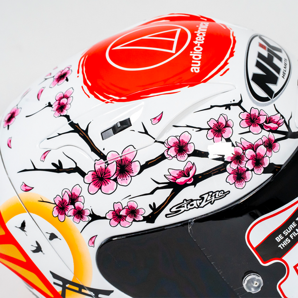 NHK GP-R Tech Race Helmet Alonso López Motegi Japan Replica 2024 in red, pink and white