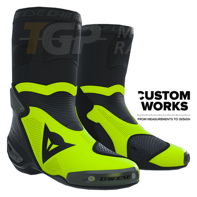 Dainese Axial 2 Air Racing and Road Motorcycle Boots | Men | Black / Fluo Yellow | Custom Works