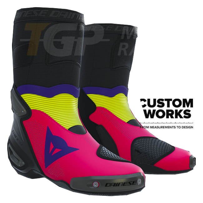 Dainese Axial 2 Air motorcycle boots men Fuxia Viola Fluo Yellow Custom Works