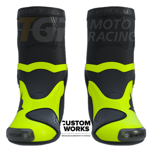 Dainese Axial 2 Air Racing and Road Motorcycle Boots | Men | Black / Fluo Yellow | Custom Works