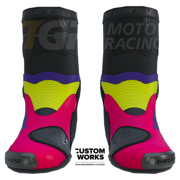 Dainese Axial 2 Air motorcycle boots men Fuxia Viola Fluo Yellow Custom Works