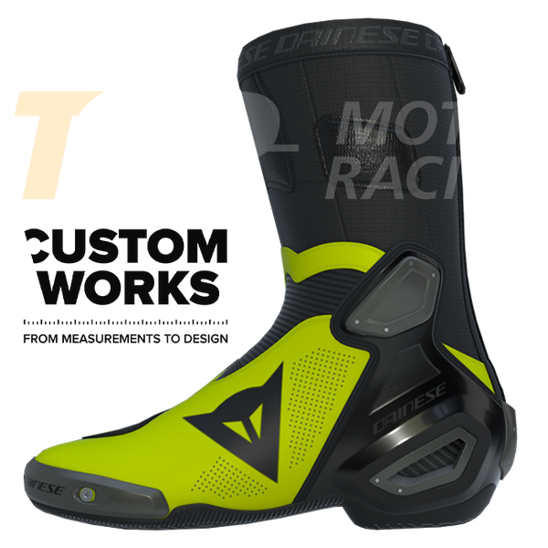 Dainese Axial 2 Air Racing and Road Motorcycle Boots | Men | Black / Fluo Yellow | Custom Works