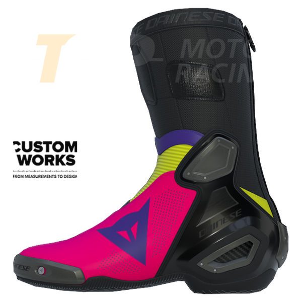 Dainese Axial 2 Air motorcycle boots men Fuxia Viola Fluo Yellow Custom Works