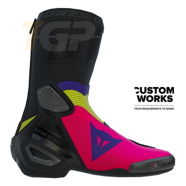 Dainese Axial 2 Air motorcycle boots men Fuxia Viola Fluo Yellow Custom Works