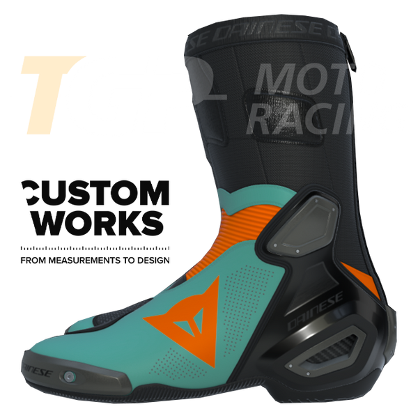 Dainese Axial 2 Air Motorcycle Boots – Fluo Orange / Sardinian Sea Blue | Men's | Custom Works
