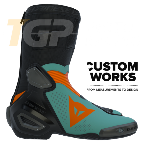 Dainese Axial 2 Air Motorcycle Boots – Fluo Orange / Sardinian Sea Blue | Men's | Custom Works