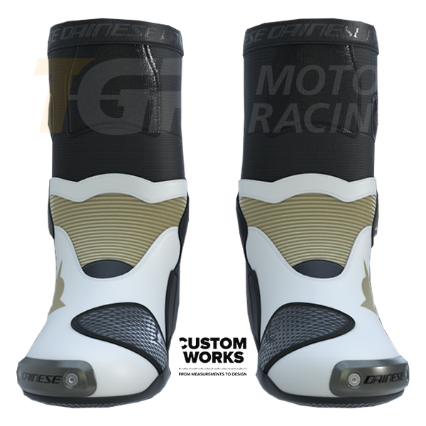 Dainese Axial 2 motorcycle boots men Pearl White Magnesium Custom Works