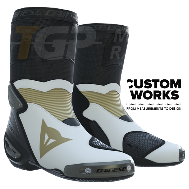 Dainese Axial 2 motorcycle boots men Pearl White Magnesium Custom Works
