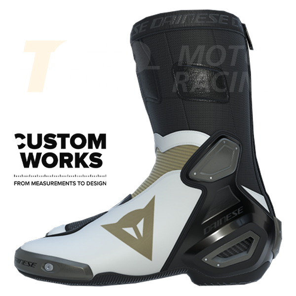 Dainese Axial 2 motorcycle boots men Pearl White Magnesium Custom Works
