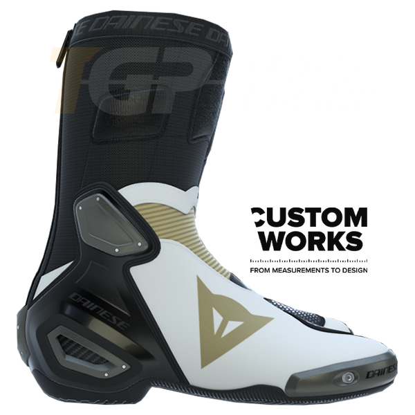 Dainese Axial 2 motorcycle boots men Pearl White Magnesium Custom Works