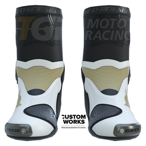 Dainese Axial 2 Air motorcycle boots men's Pearl White Magnesium Custom Works