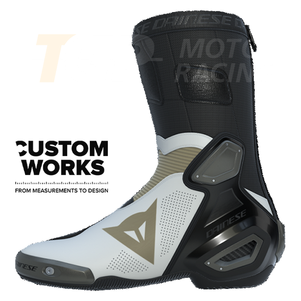 Dainese Axial 2 Air motorcycle boots men's Pearl White Magnesium Custom Works