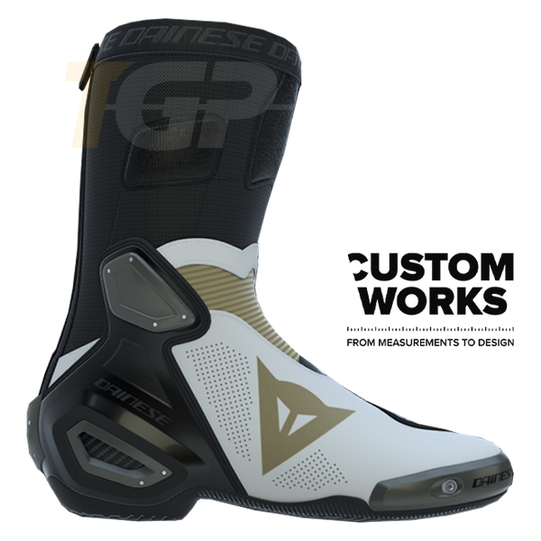 Dainese Axial 2 Air motorcycle boots men's Pearl White Magnesium Custom Works