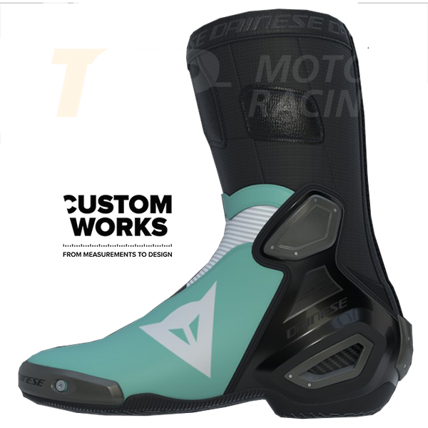Dainese Axial 2 motorcycle boots men's Sardinia Sea Blue White Custom Works