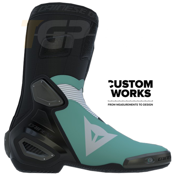 Dainese Axial 2 motorcycle boots men's Sardinia Sea Blue White Custom Works