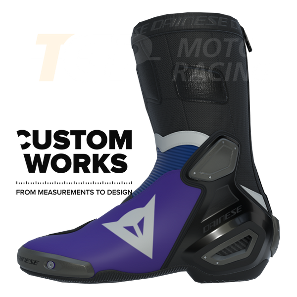 Dainese Axial 2 motorcycle boots Prima Pramac Yamaha MotoGP Replica Custom Works purple Yamaha blue white