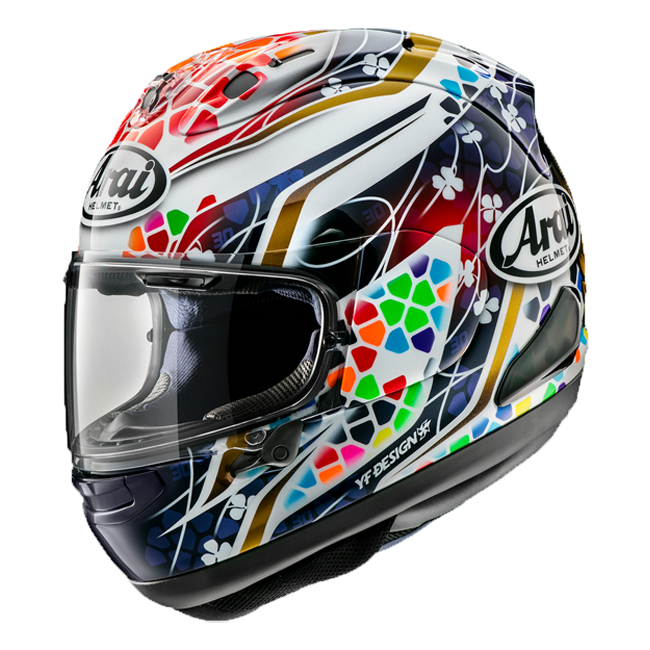 Arai RX-7V Evo full-face helmet in Nakagami GP2 gloss replica livery