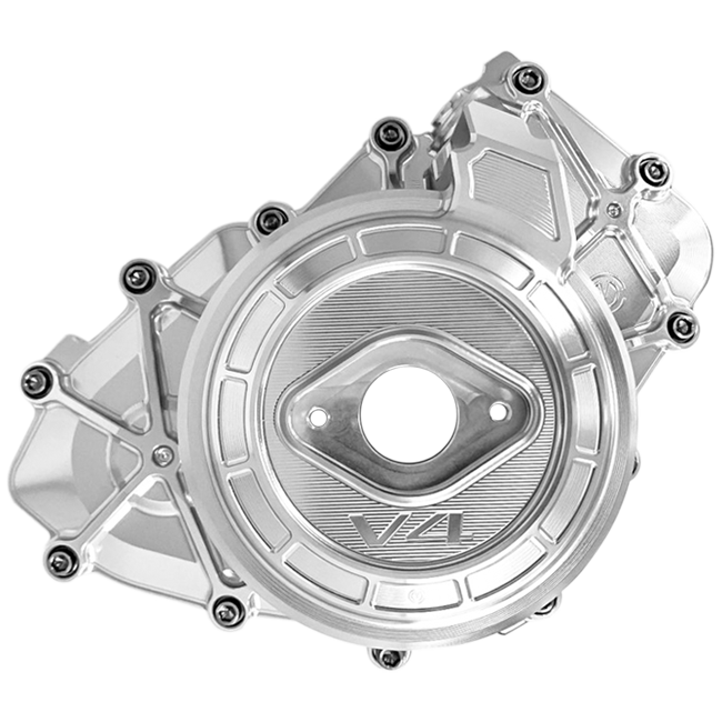 Motocorse left aluminium engine cover with titanium bolts for Ducati Panigale V4