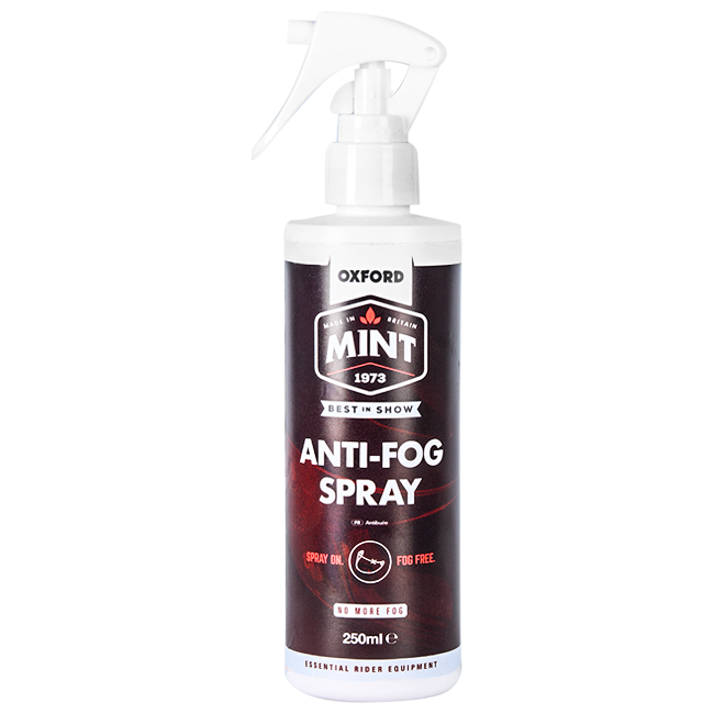 Oxford Mint Anti-Fog Spray 250ml spray bottle for helmet visors and glasses