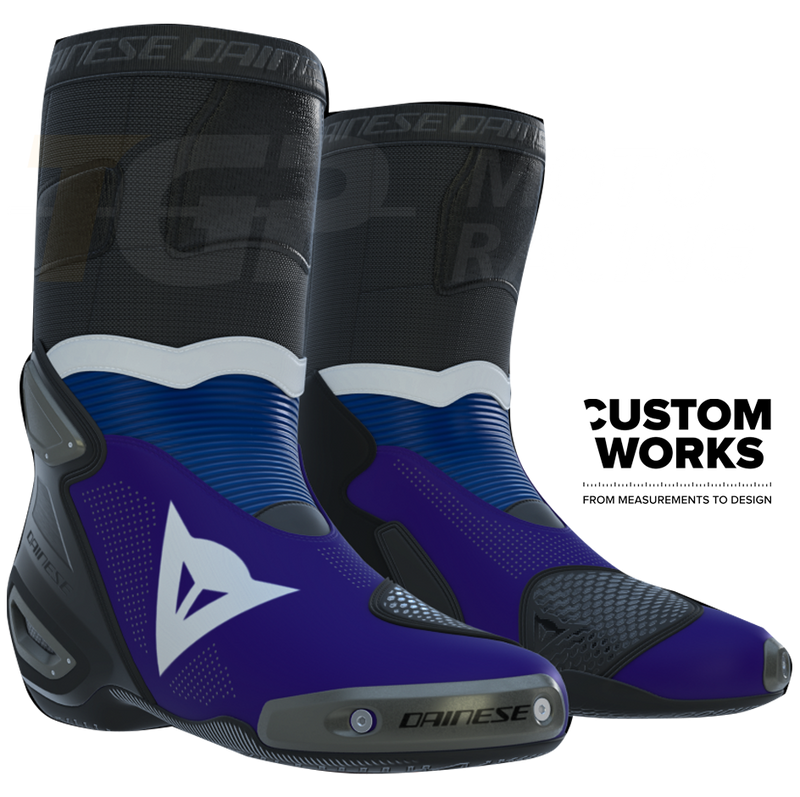 Dainese Axial 2 Air motorcycle boots Prima Pramac Yamaha MotoGP Replica Custom Works purple blue white