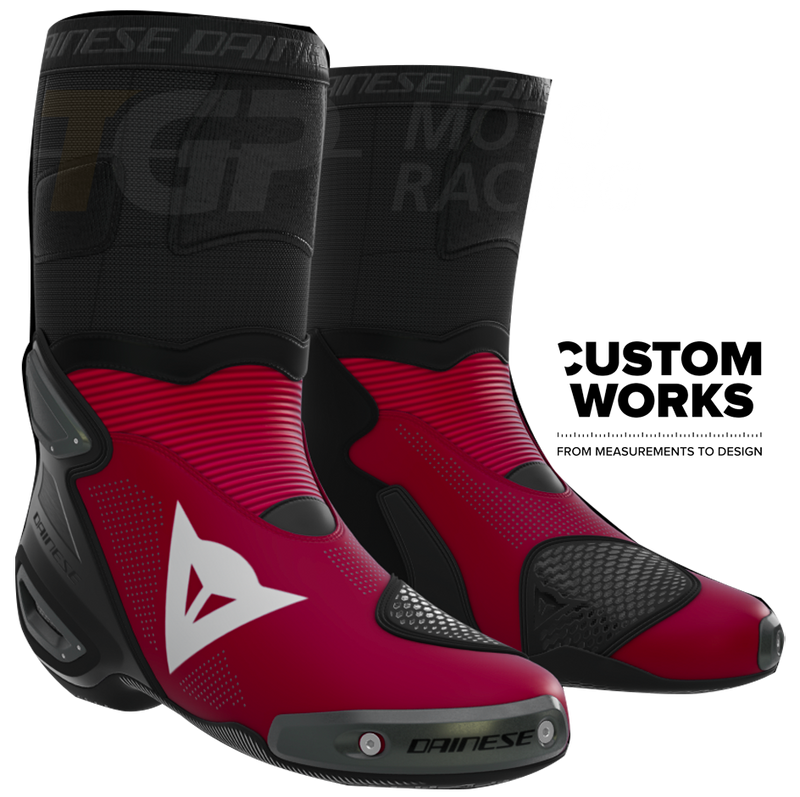 Dainese Axial 2 Air motorcycle boots Nicolò Bulega Replica 2026 Custom Works in Dainese Red and White