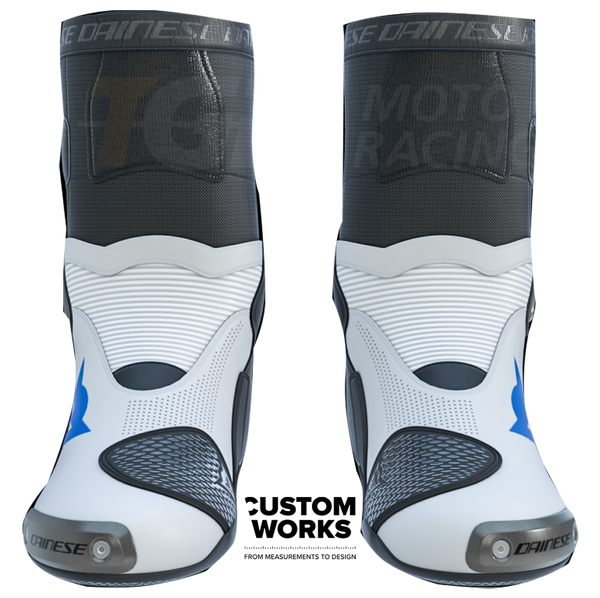 Dainese Axial 2 Air men's motorcycle boot in White and Sky Blue Custom Works colourway