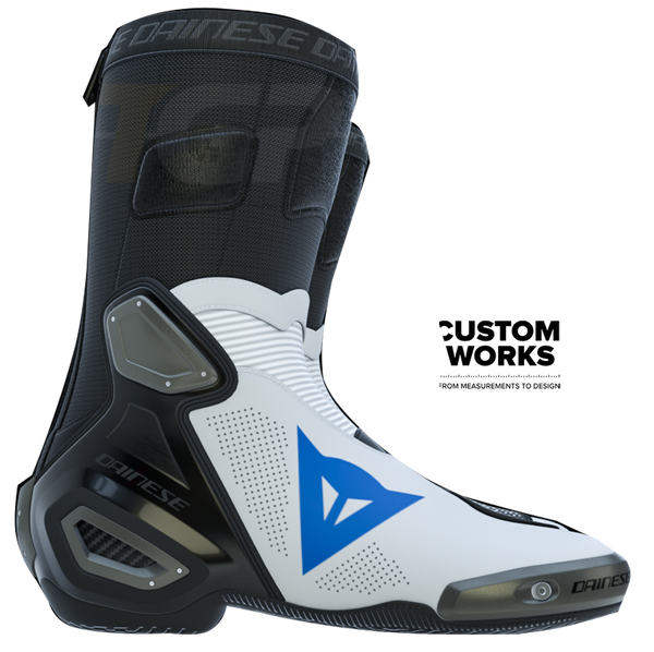 Dainese Axial 2 Air men's motorcycle boot in White and Sky Blue Custom Works colourway