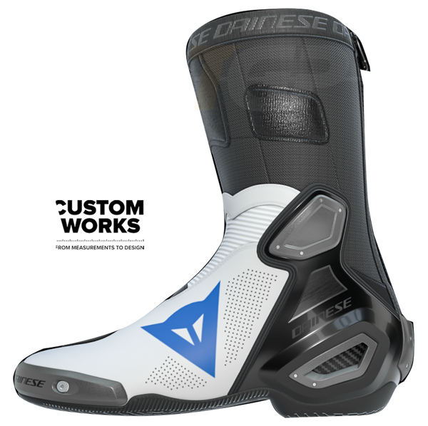 Dainese Axial 2 Air men's motorcycle boot in White and Sky Blue Custom Works colourway