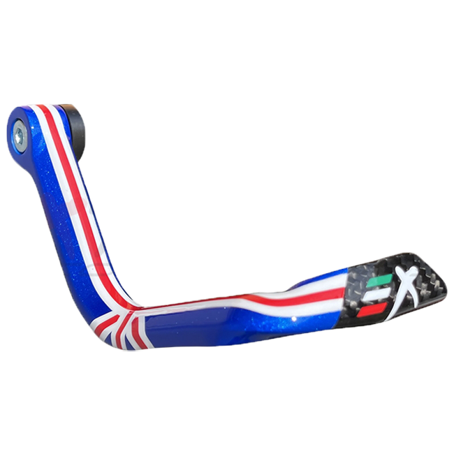 Extreme Components GP EVO Carbon Brake Lever Guard Union Jack edition on white background