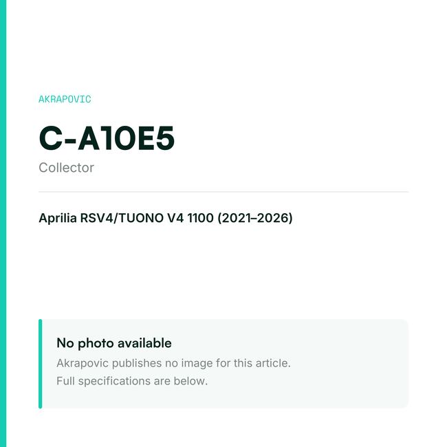 Akrapovic Collector C-A10E5 — placeholder, no manufacturer photo available