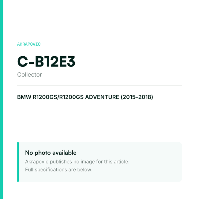 Akrapovic Collector C-B12E3 — placeholder, no manufacturer photo available