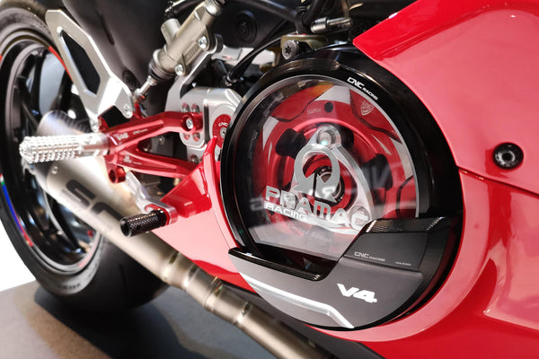 CNC Racing Pramac Racing Limited Edition transparent clutch cover CA210PR for Ducati Panigale V4 V4S 2025-2026