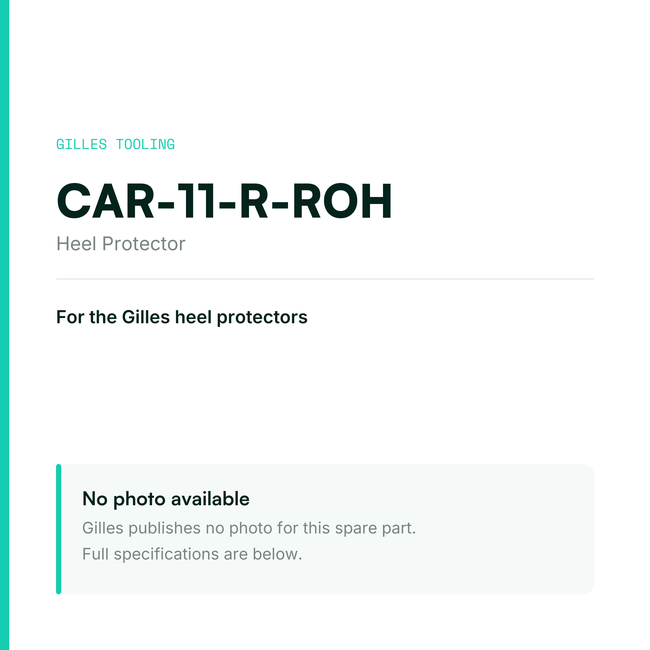 Gilles Heel Protector – CAR-11-R-ROH, data card, no manufacturer photo available