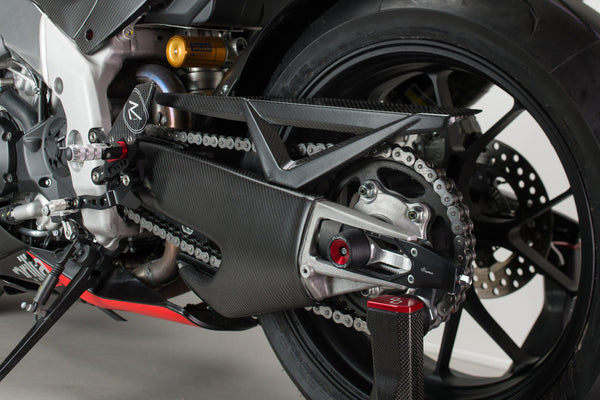 LighTech CARA2012 gloss carbon chain guard for Aprilia RSV4 RR 1100 Factory 2021-2026