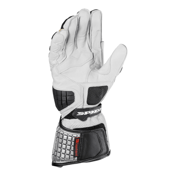 Spidi Carbo Kangaroo Racing leather motorcycle gloves in black and white, part number A216011