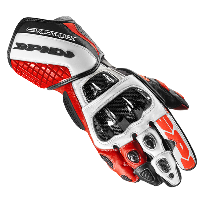 Spidi Carbo Track Evo racing leather gloves in red, men's, part A203014