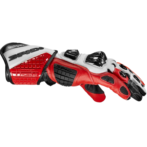 Spidi Carbo Track Evo racing leather gloves in red, men's, part A203014