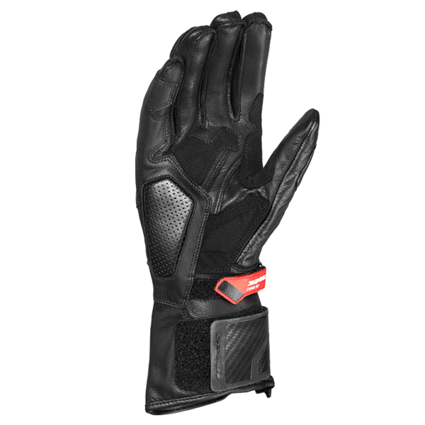 Spidi Carbo Fit Sport motorcycle leather gloves in red — men's sport riding gloves with carbon knuckle protection