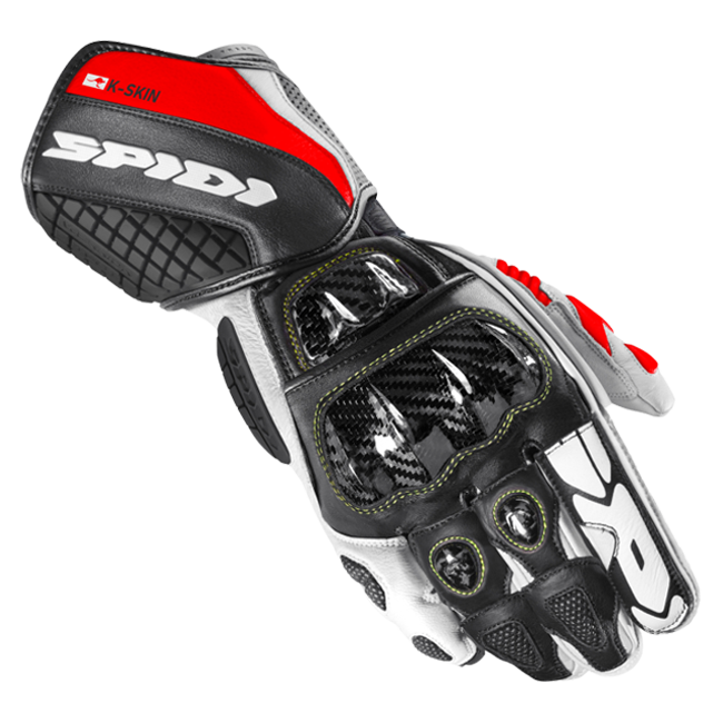 Spidi Carbo Kangaroo Racing motorcycle leather gloves in black and red