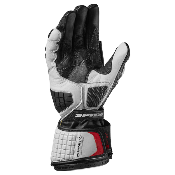 Spidi Carbo Track Evo racing leather gloves in black and white, part A203011